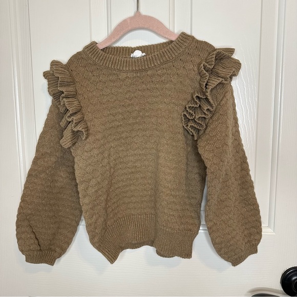 Jamie Kay Caramel Cream Tan Hope Knit Ruffle Top + Jogger Pant Set 4T Prairie - Picture 3 of 12